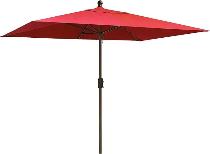 EliteShade USA 10-Year-Non-Fading 6.5x10Ft Rectangular Market Umbrella Patio Umbrella Outdoor Table Umbrella with Ventilation, Logo Red by GreenHaven Gardens
