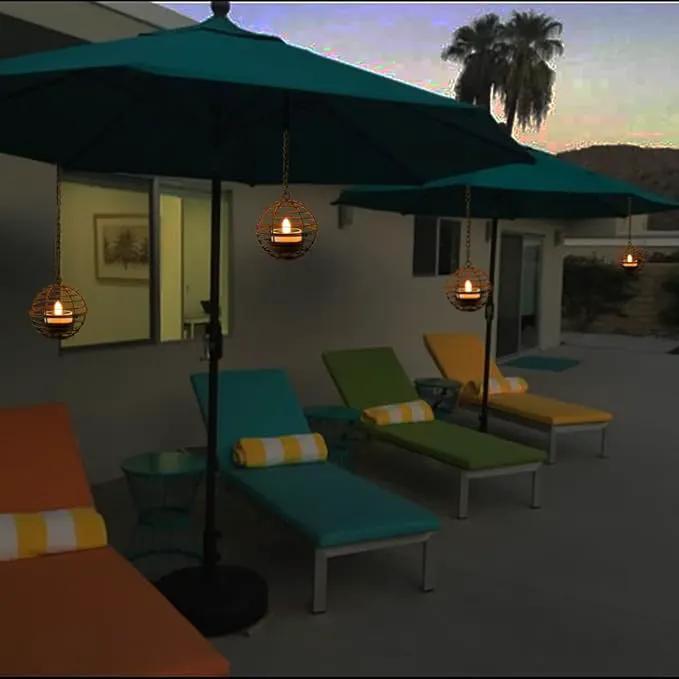 Solar Hanging Lanterns Outdoor Waterproof, Rust Iron Ball Candle Holder with Flickering Solar Powered Tea Lights, Perfect Chargeable Solar Lights for Backyard Patio Garden Fence Tree Decoration-4Pack by GreenHaven Gardens