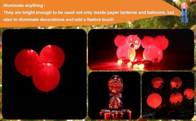 SumDirect Pack of 12 LED Mini Non-Blinking Lights for Paper Lanterns Balloons Floral Wedding Halloween Christmas Party Decoration Centerpieces (12, Red) by GreenHaven Gardens
