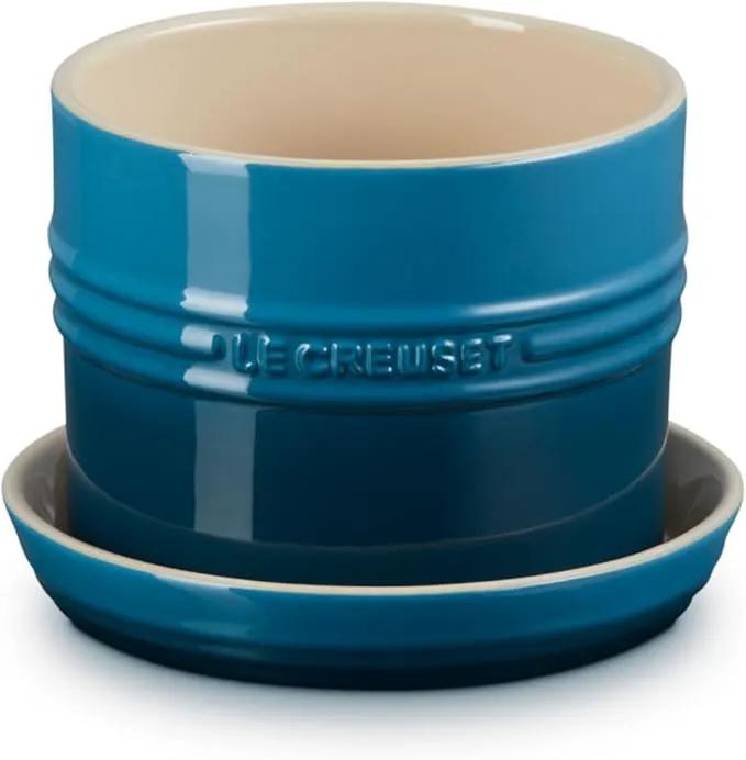 Le Creuset Stoneware Herb Planter, 5.5 Inches, Deep Teal by GreenHaven Gardens