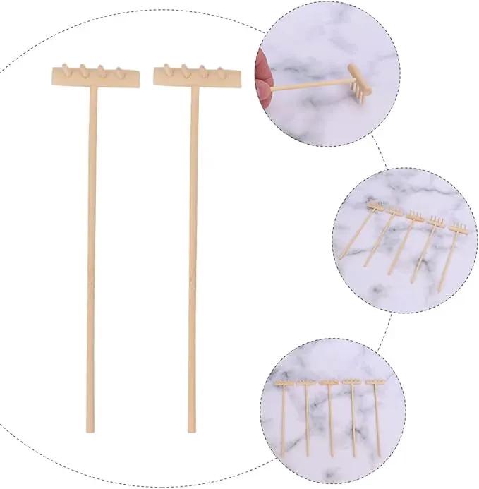 EXCEART Mini Rake Set - 24 Pcs Miniature Sand Garden Tools for Zen Meditation - Bamboo Smooth Toolkit for Kids Sand Tray by GreenHaven Gardens