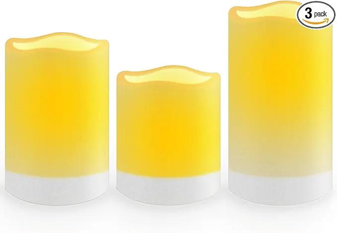 salipt Solar Powered Candles - 3.25" x 4"5" 6" Waterproof LED Flameless Pillar Candle Set,Dusk to Dawn, Rechargeable Solar Battery Included,Waterproof for Patio Decor,Set of 3 by GreenHaven Gardens