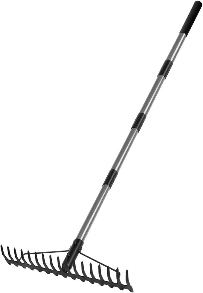 Walensee 5.4FT Bow Rake Heavy Duty Garden Rake with Stainless Steel Handle, 17 Steel Tines Garden Tool for Loosening Soil Gathering Leaf Leveling Lawn Farming Land Management Yarn Thatch Rakes by GreenHaven Gardens