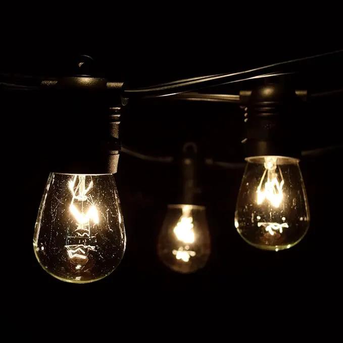 Hometown Evolution, Inc. Commercial E26 String Lights with 16 Gauge Wire (50 Foot 25 Socket, S14 11 Watt Clear Bulb) by GreenHaven Gardens