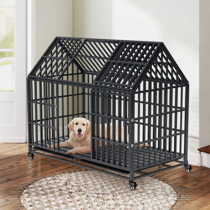 52-Inch Heavy-Duty Dog Crate With Roof Top Escape Proof Design (SAK90267) by SAKSBY WHOLESALE
