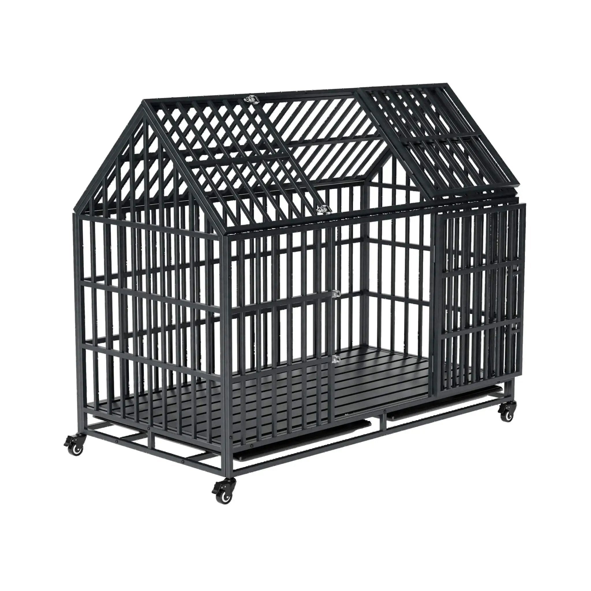 52-Inch Heavy-Duty Dog Crate With Roof Top Escape Proof Design (SAK90267) by SAKSBY WHOLESALE