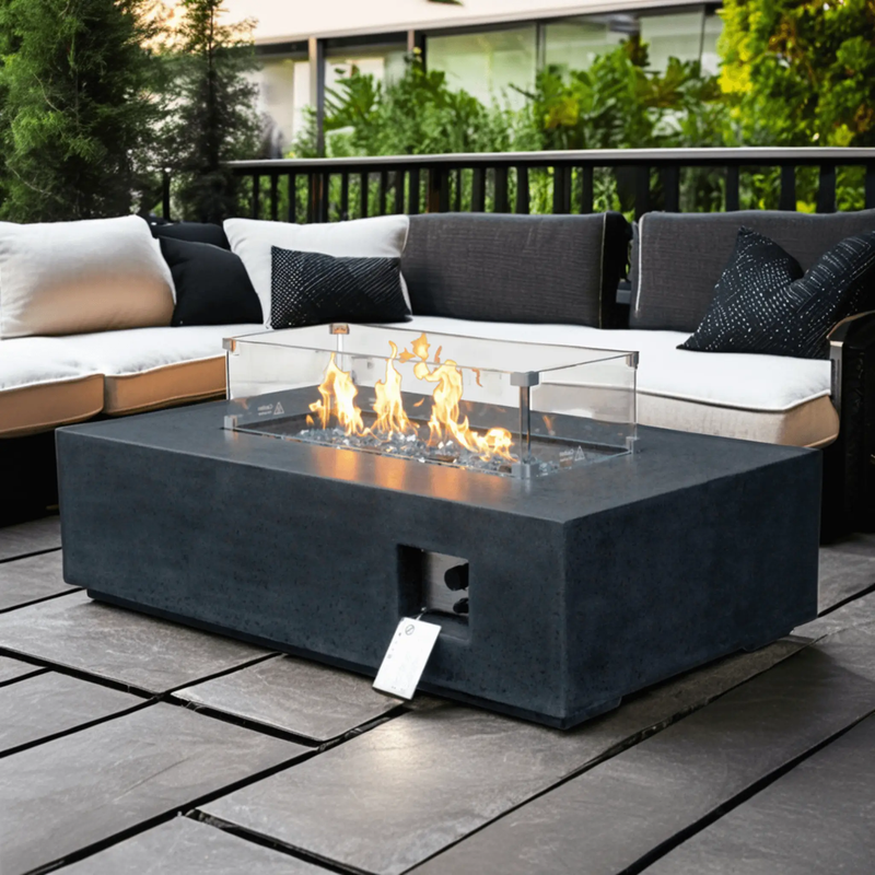 Alora 52" Outdoor Concrete Liquid Propane Rectangular Fire Pit Table (SAK84314) by SAKSBY WHOLESALE
