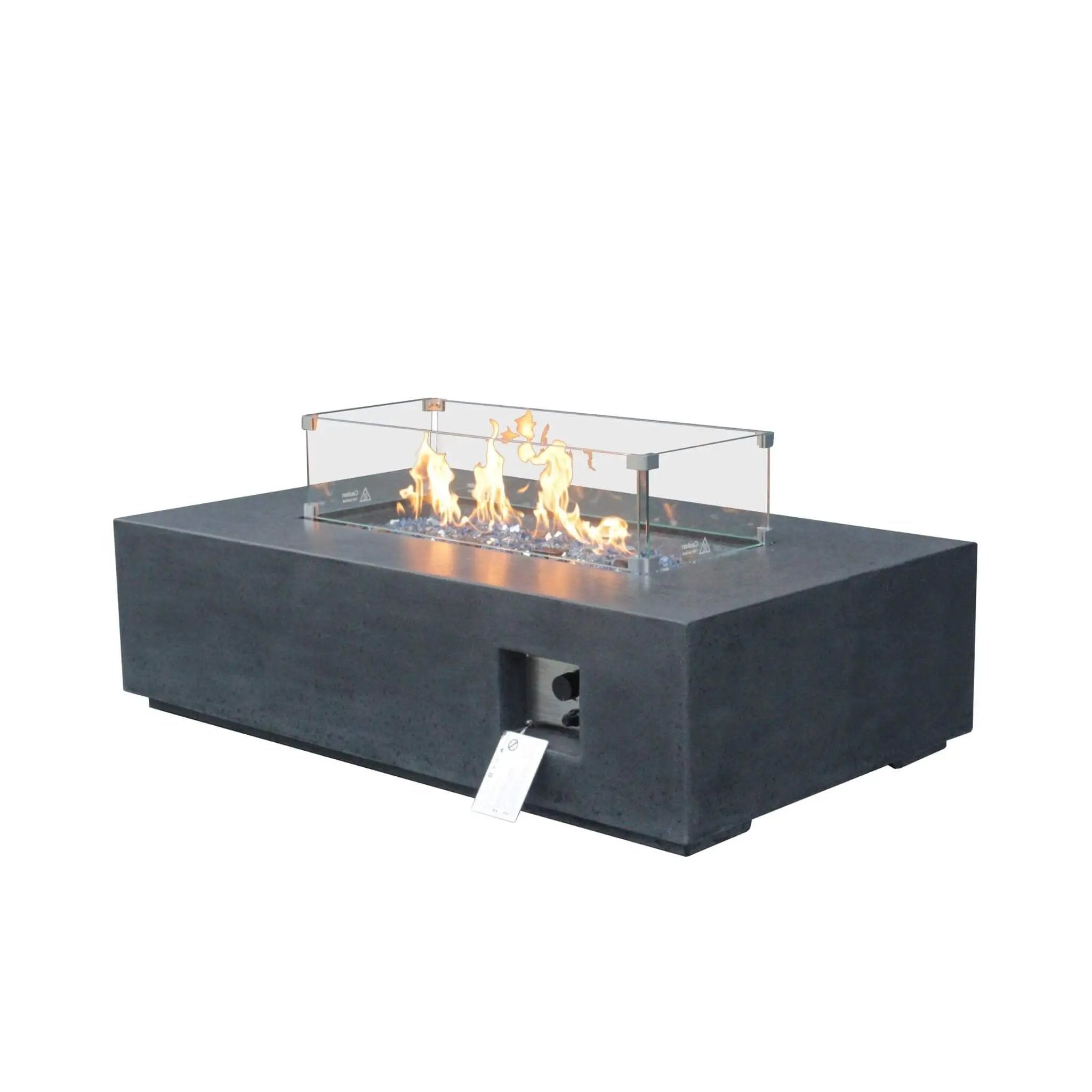 Alora 52-Inch Portable Concrete Rectangular Propane Fire Pit Table With Repair Kit (SAK52304) by SAKSBY WHOLESALE