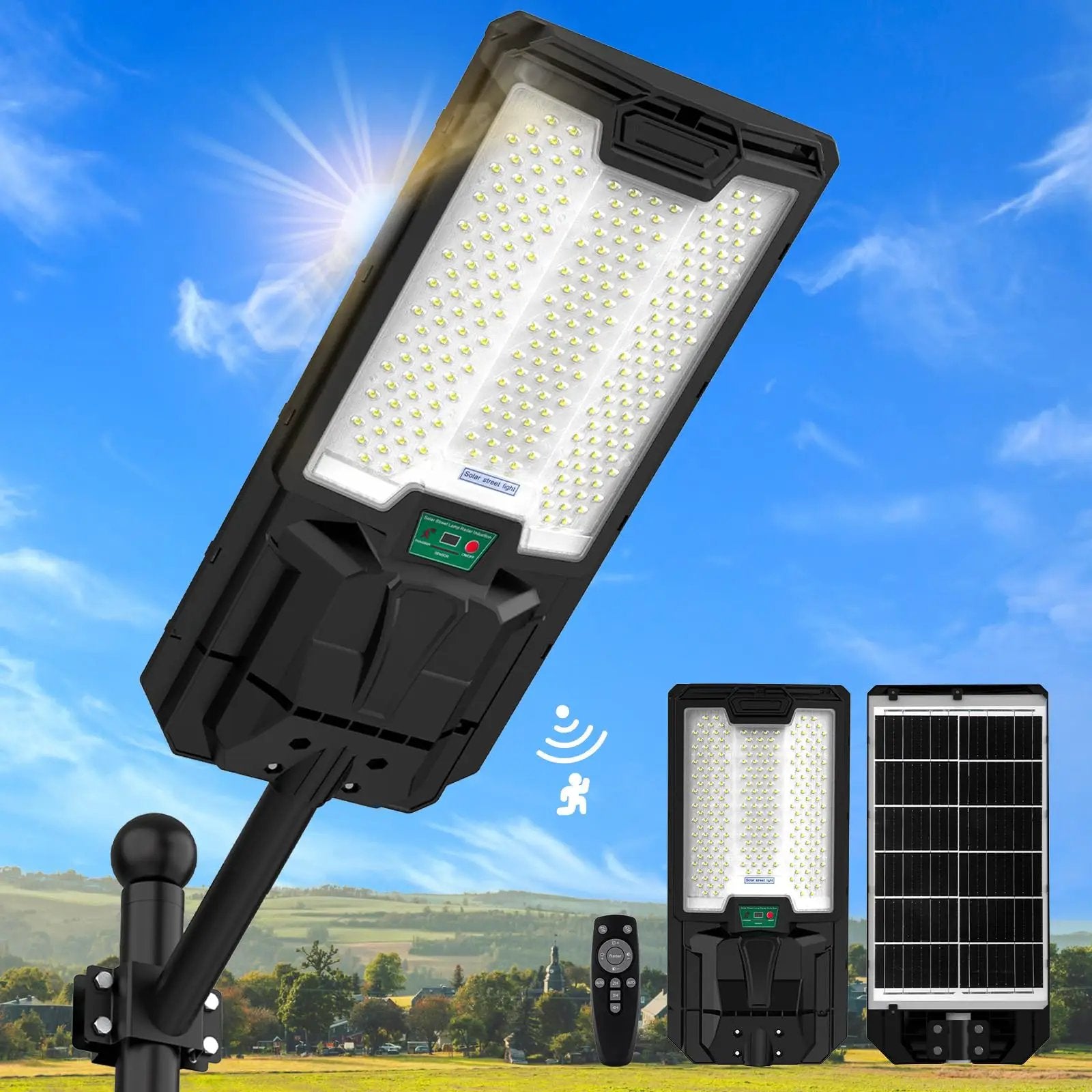 5200W Solar Street Lights Outdoor, Waterproof Commercial Dusk to Dawn, 200000LM Solar Flood Lights Outdoor Motion Sensor by Outdoor Solar Outlet