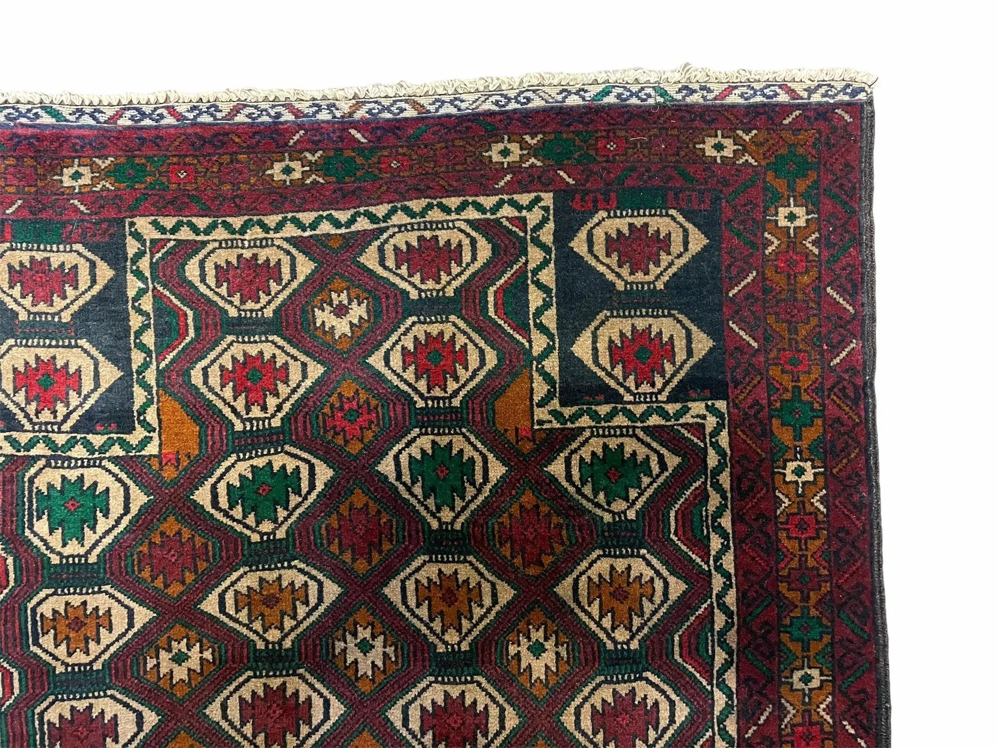3x5 Vintage Handmade Wool Rug Tribal Turkoman Balouch Prayer Rug Organic Dyes by Jewel Rugs
