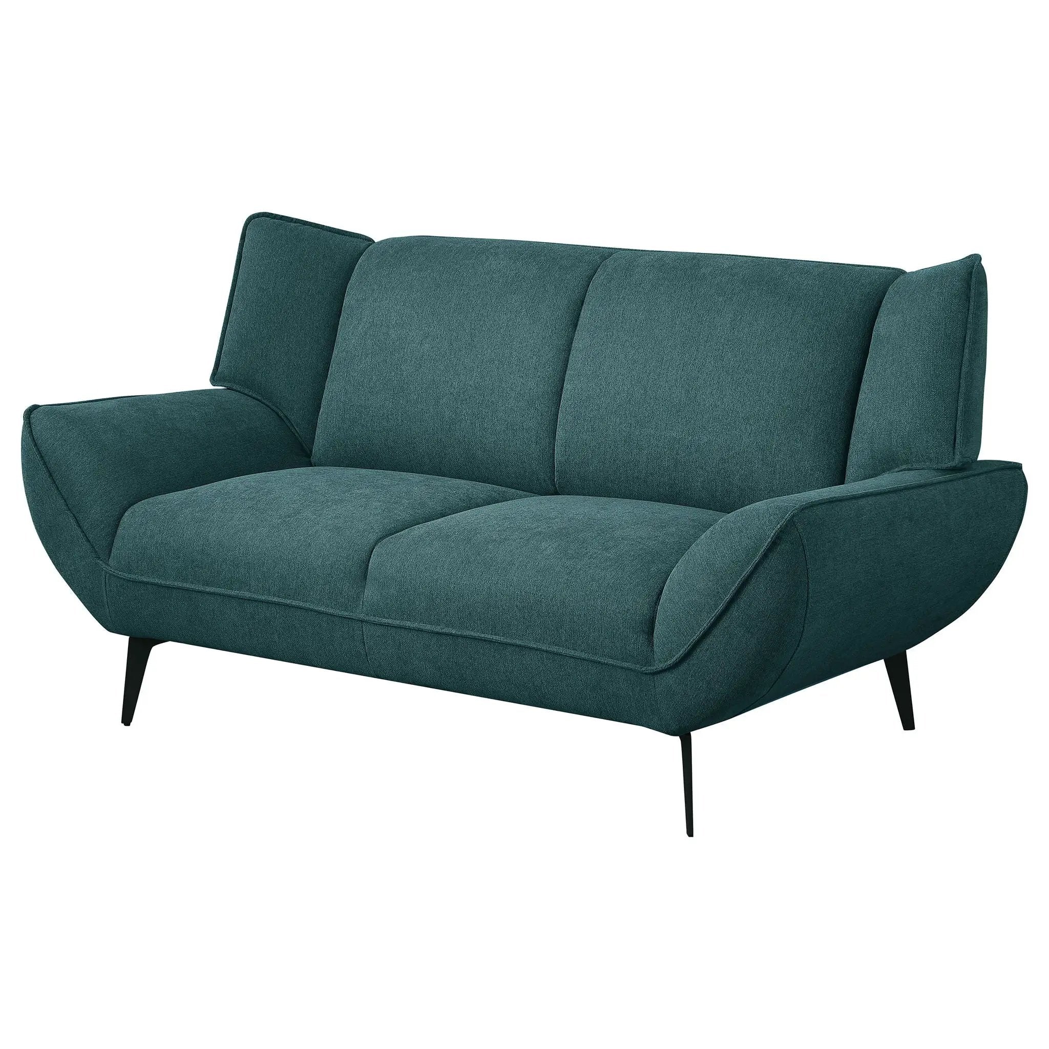 Logan - Flared Arm Loveseat Lounge Sofa - Teal Blue by HouseOfZazla