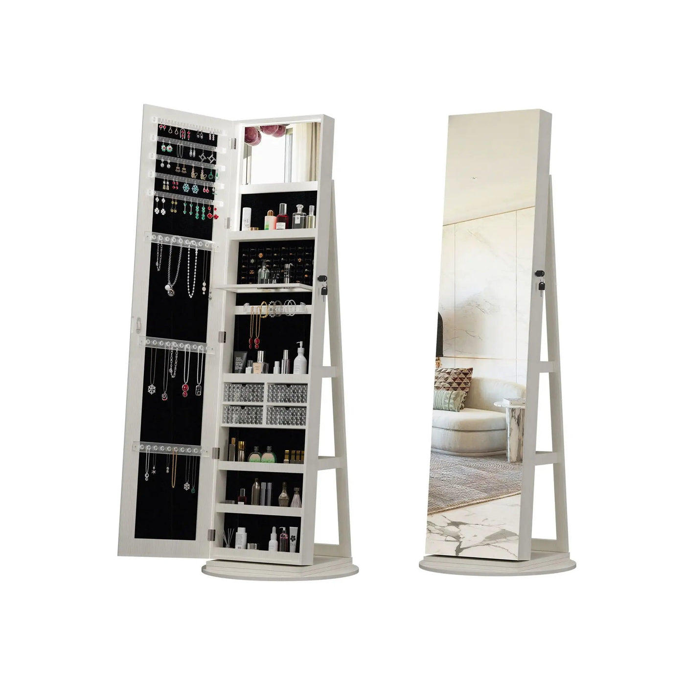 Swivel Jewelry Cabinet With Full Length Mirror by HouseOfZazla
