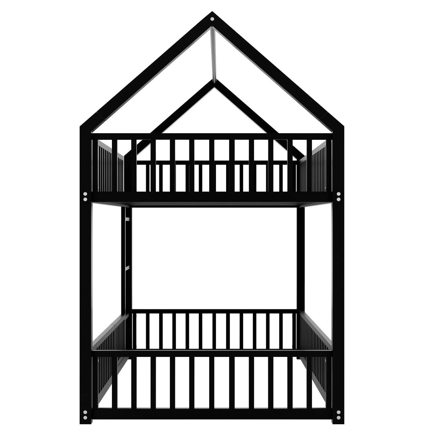Metal House Bunk Bed With Fence And Door by HouseOfZazla