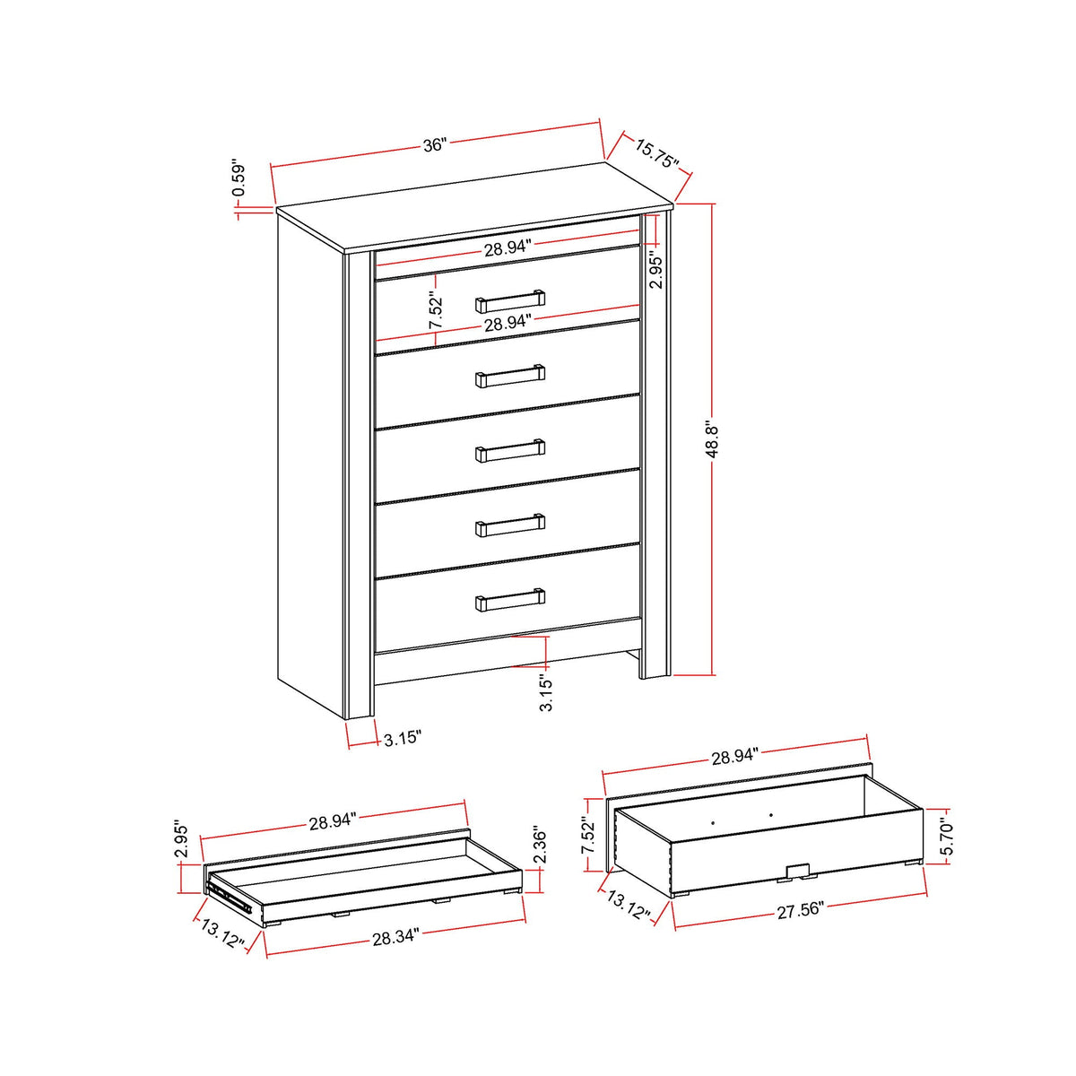 Silver Accent Chest with Hidden Jewelry Compartment and Bar Handle, photo 3 of 7