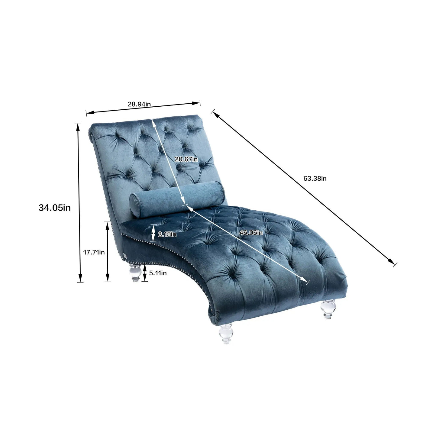 Chaise Lounge Indoor, Button Tufted Upholstered Chaise Lounge Chair With Pillow by HouseOfZazla