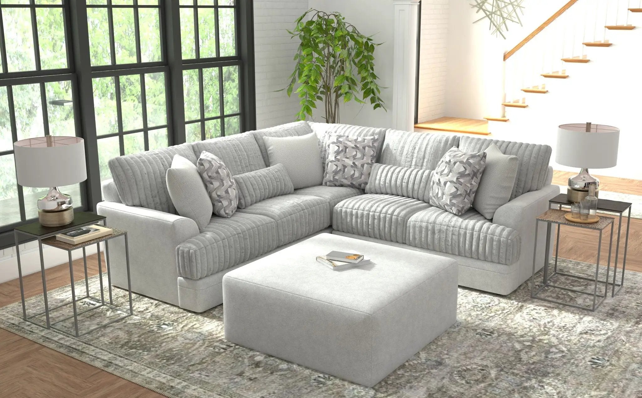 Titan - Sectional With Comfort Coil Seating, Cocktail Ottoman And Accent Pillows Included by Unique Piece Furniture