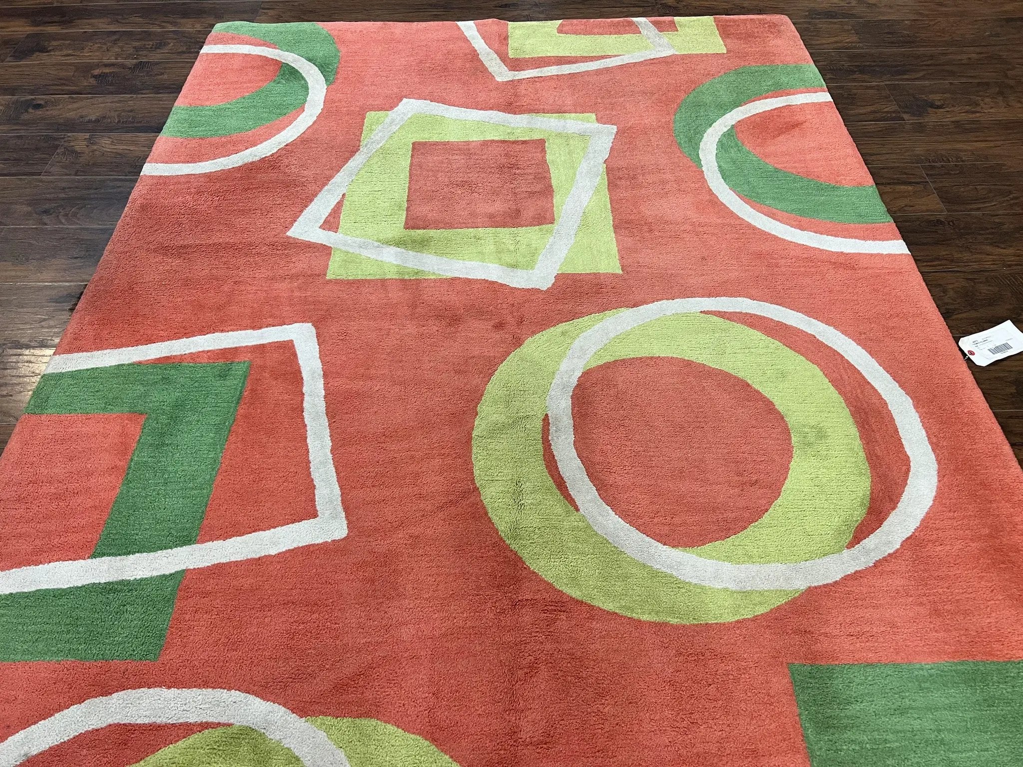 Abstract Rug 6x9, Modern Contemporary Rug, Red-Orange Green by Jewel Rugs