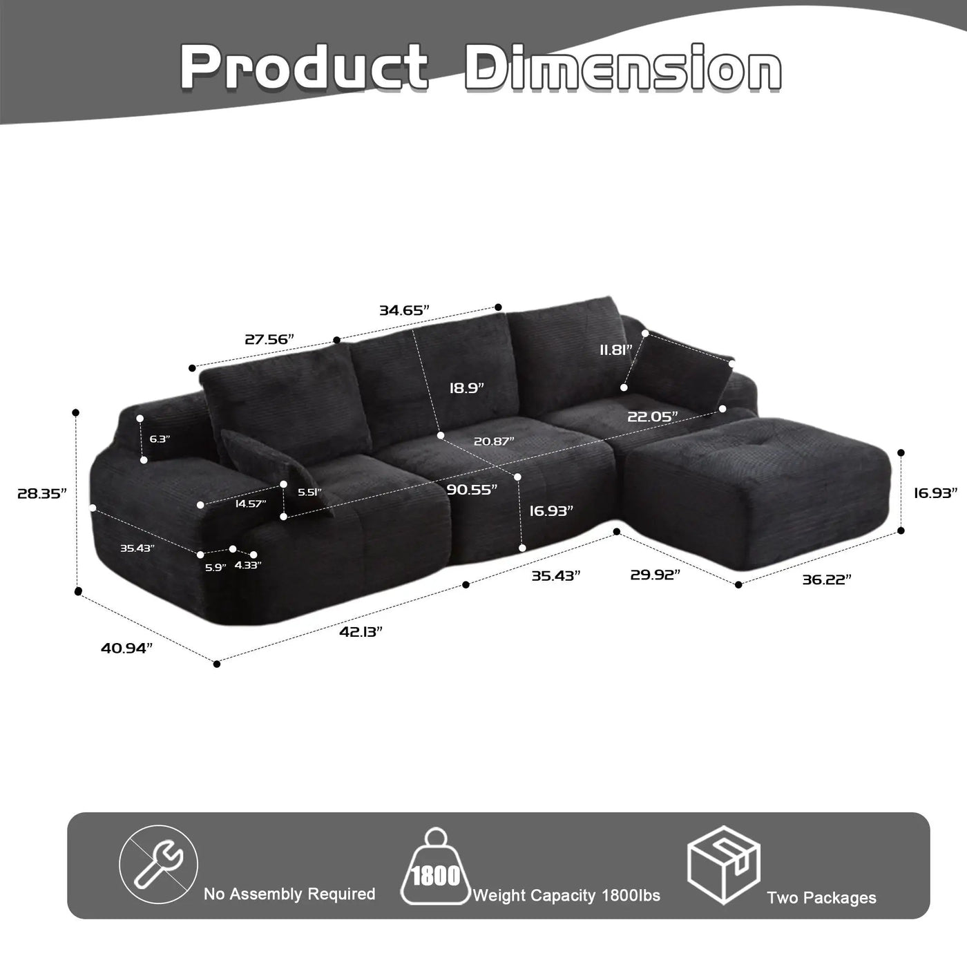 Compressed Sofa Large Sectional Couches for Living Room by HouseOfZazla
