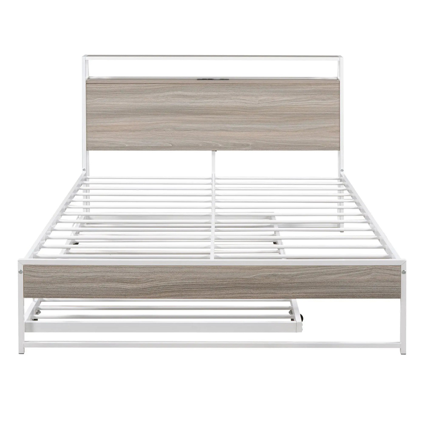 Platform Bed Frame With Trundle, USB Ports And Slat Support, No Box Spring Needed by Unique Piece Furniture