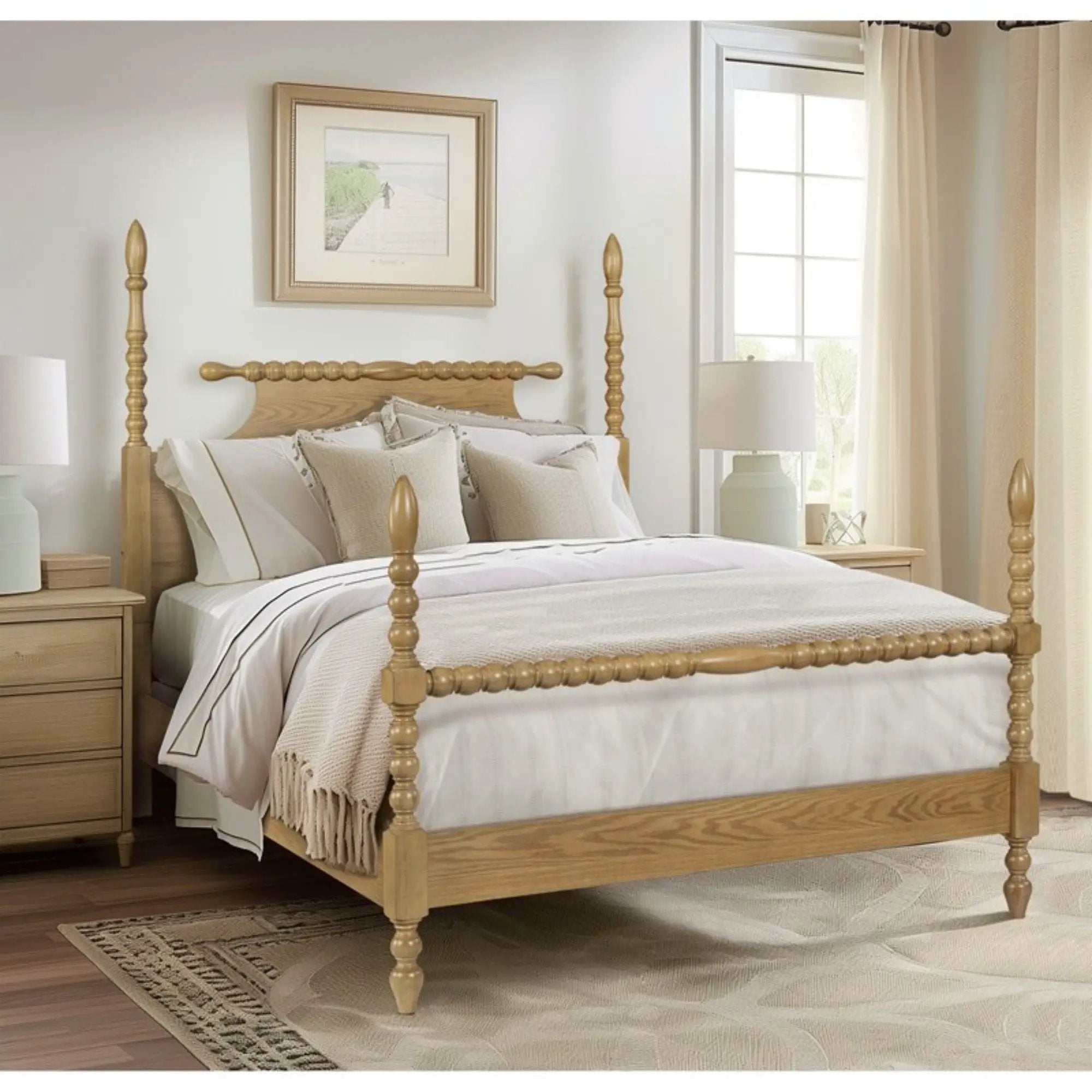 Queen Bed Turned Legs - Natural by HouseOfZazla