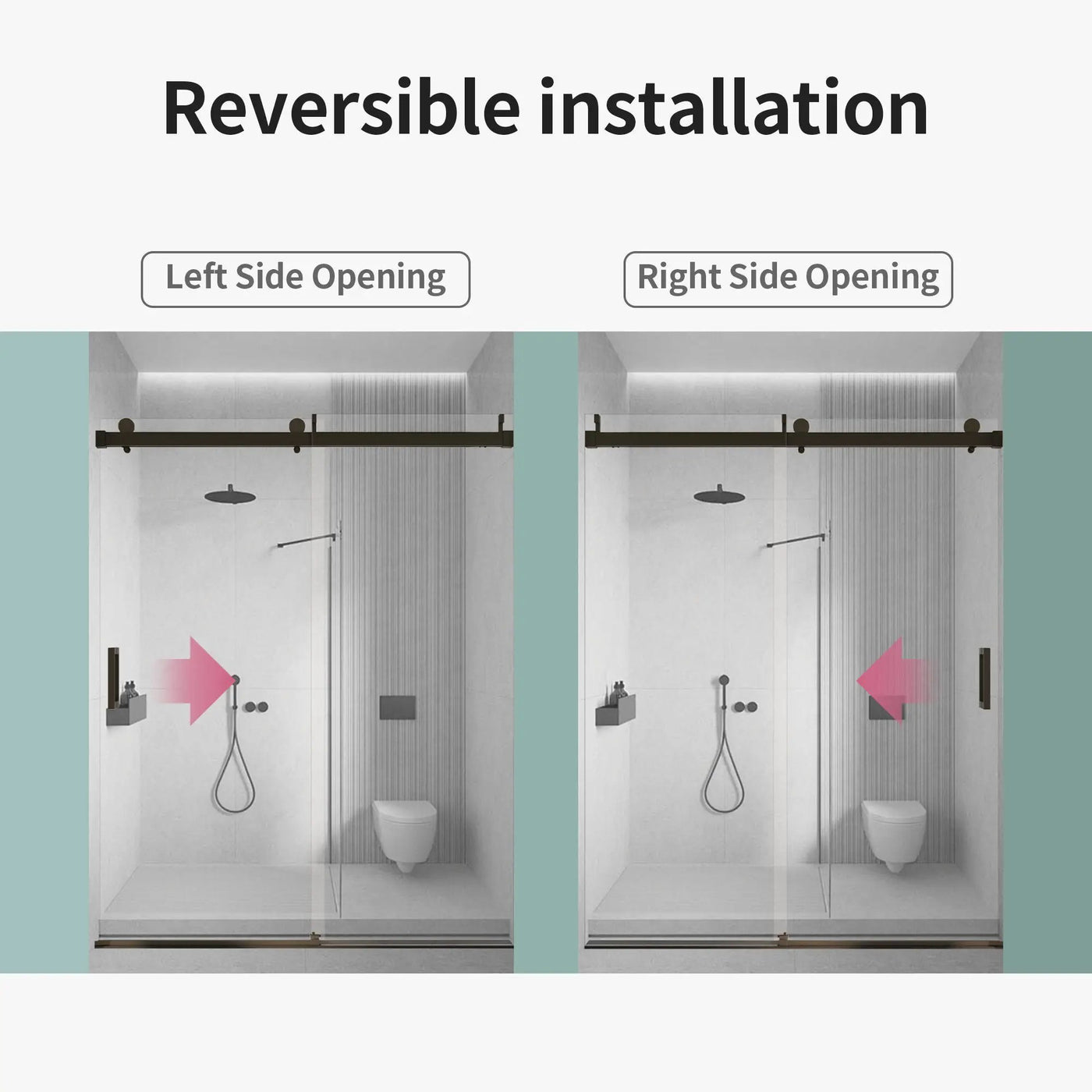 Frameless Sliding Shower Door With Soft- Close, 3 / 8" Tempered Glass by HouseOfZazla