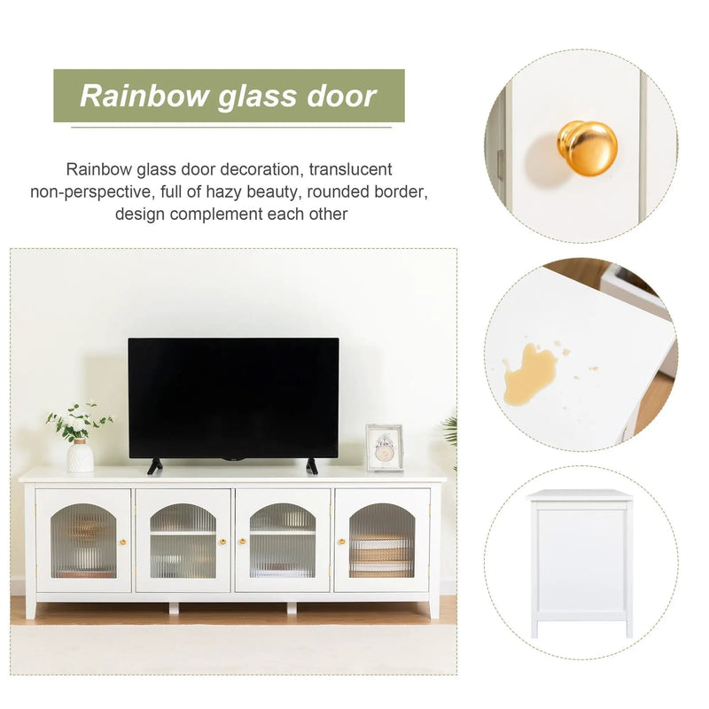 StylishTVcabinet Entertainment CenterTV Stand, TVconsoletable, Media Console, Solidwood Frame, Changhong Glass Door, Metal Handle by HouseOfZazla