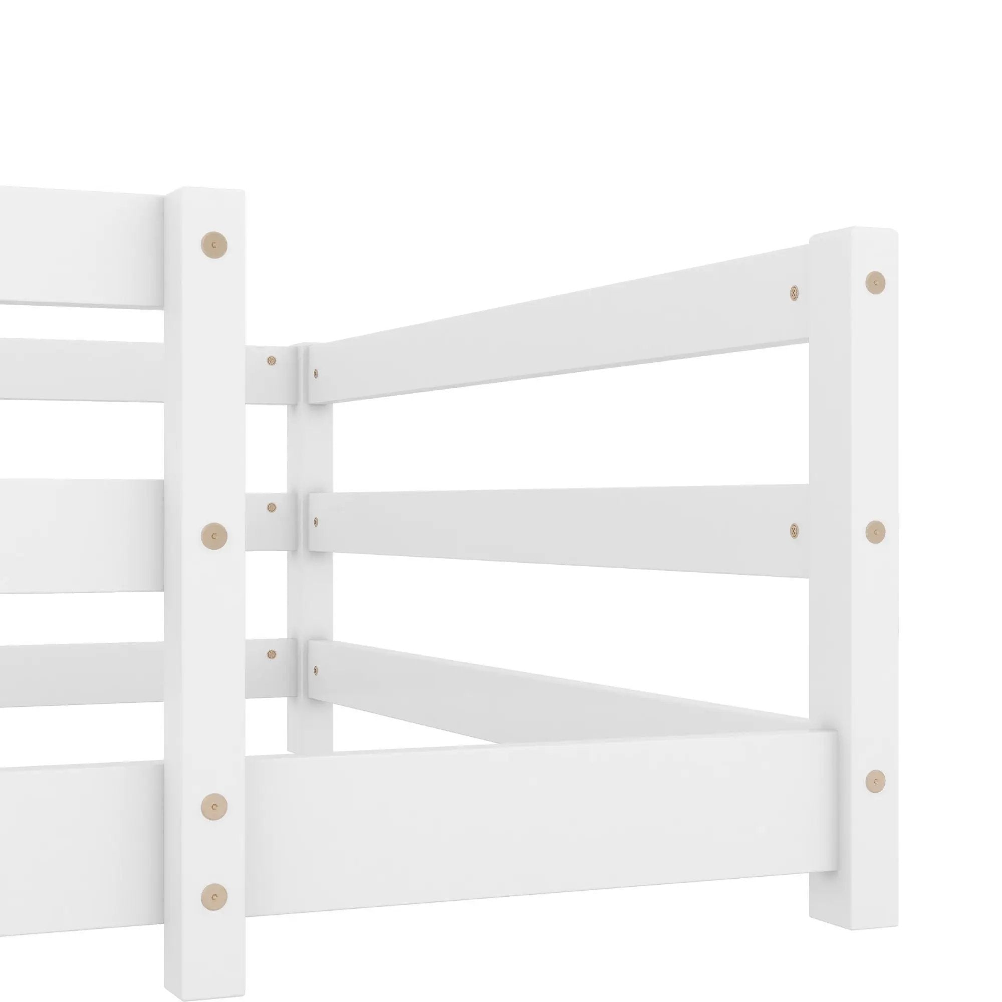 Twin Size Montessori Floor Bed With Fence - White by HouseOfZazla