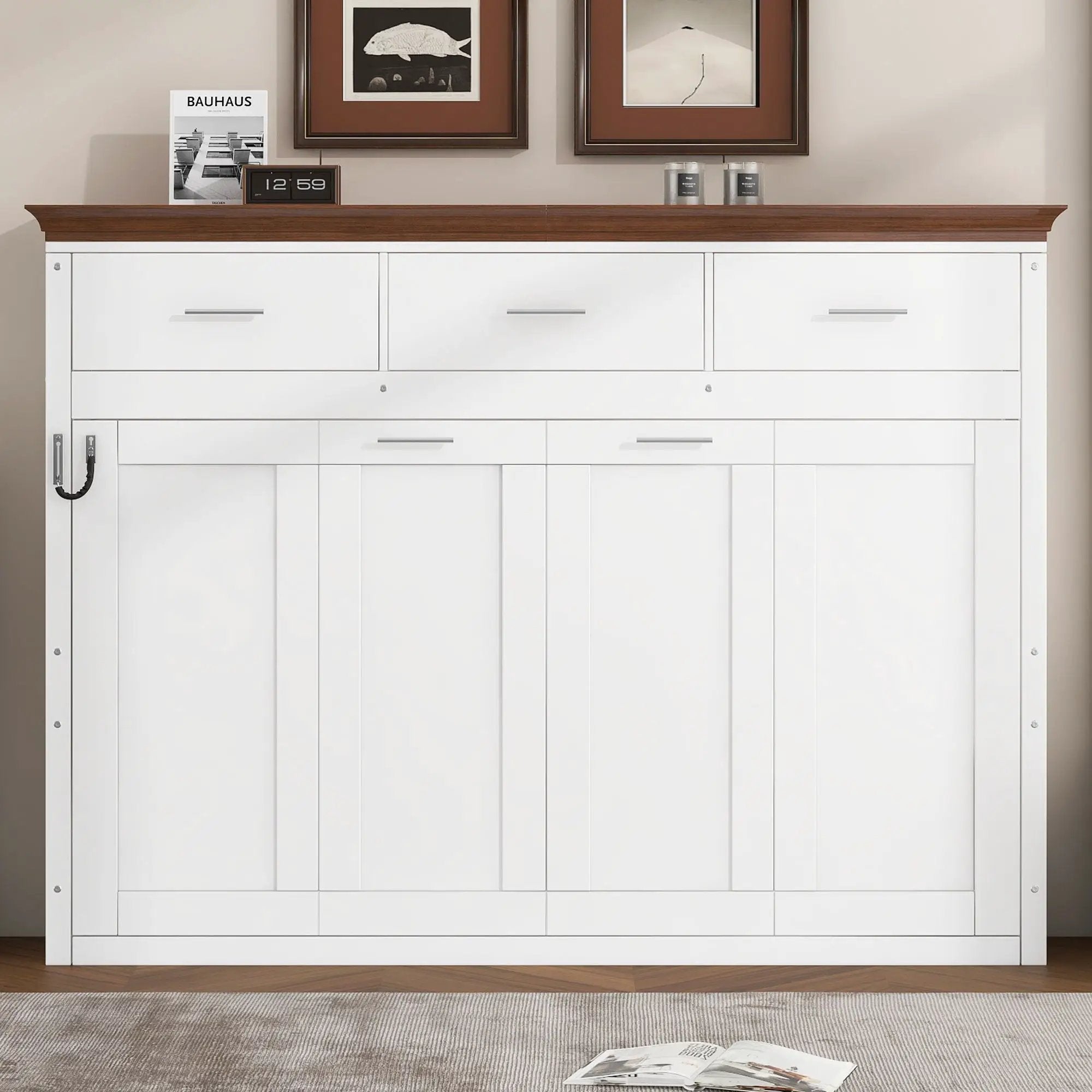 Twin Size Murphy Bed With 3 Drawers - White by HouseOfZazla