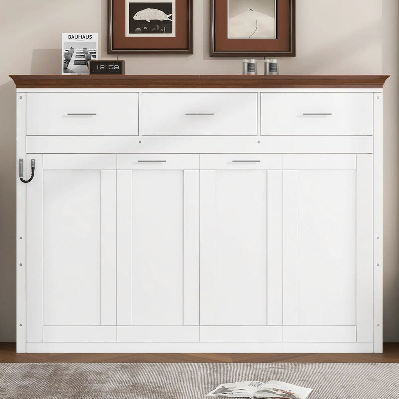 Twin Size Murphy Bed With 3 Drawers - White by HouseOfZazla