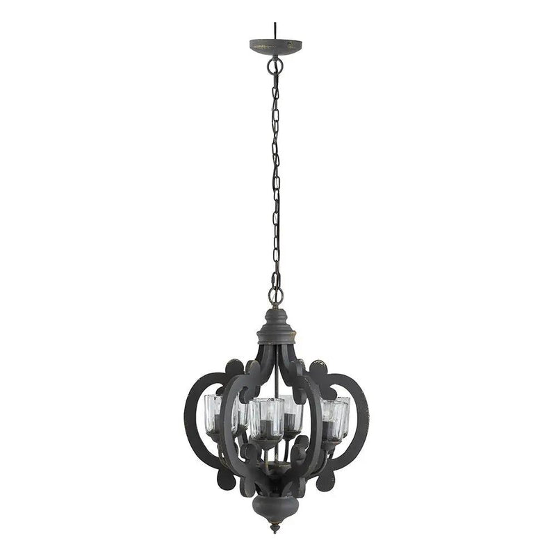 Farmhouse Chandelier, 6 Light Wood Chandelier Pendant Light Fixture With Adjustable Chain For Dining Room Living Room Entryway, Bulb Not Included by HouseOfZazla