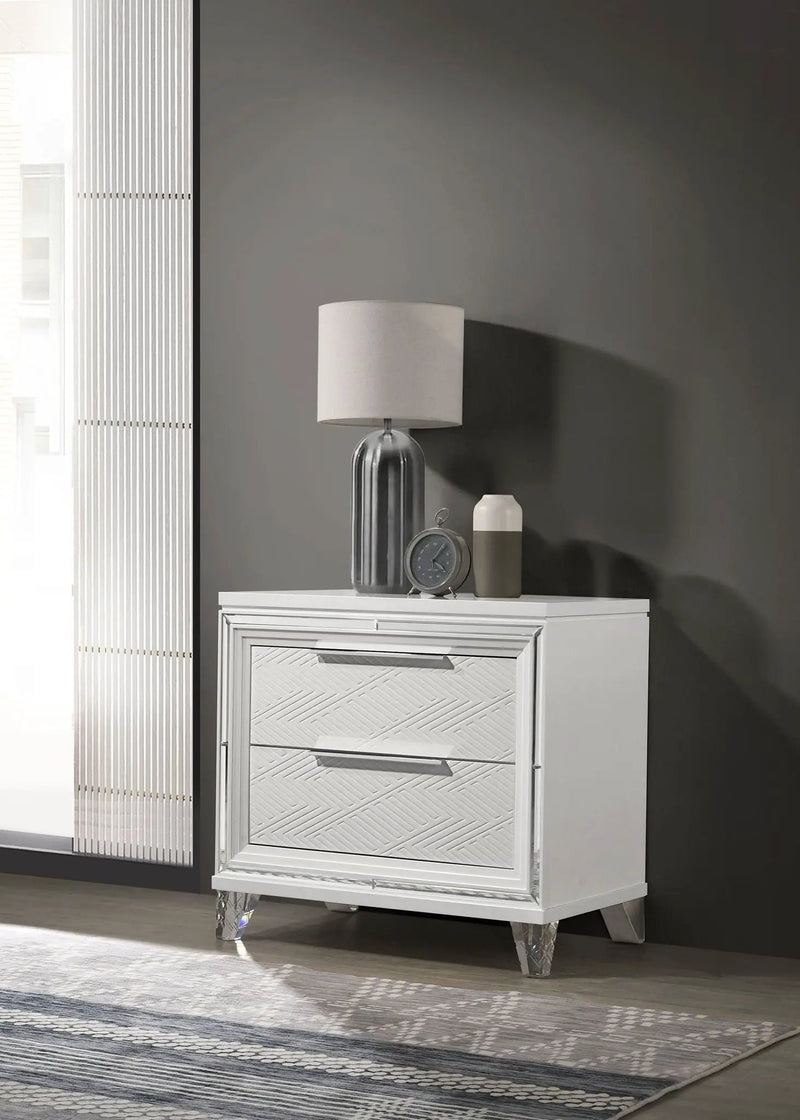 Marmore 2-drawer Nightstand Bedside Table White by Unique Piece Furniture