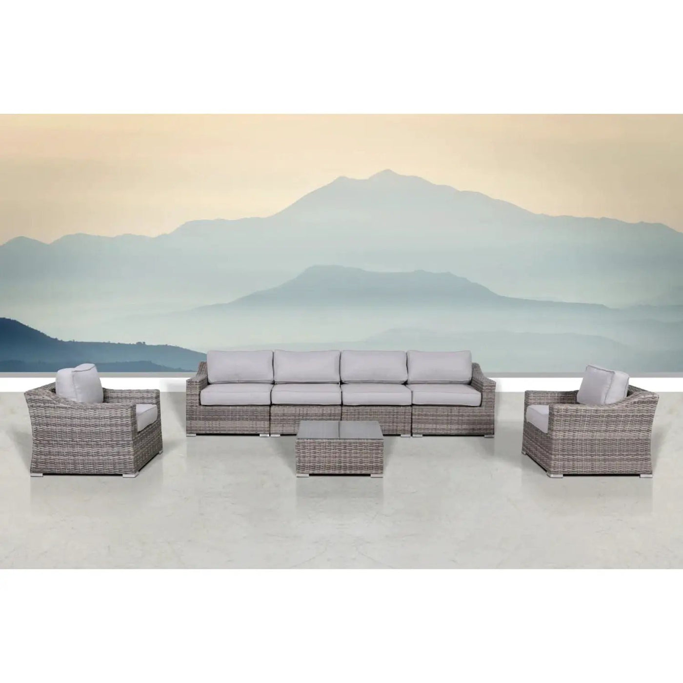 Outdoor Wicker Conversation Set With Cushions, All Weather by Unique Piece Furniture