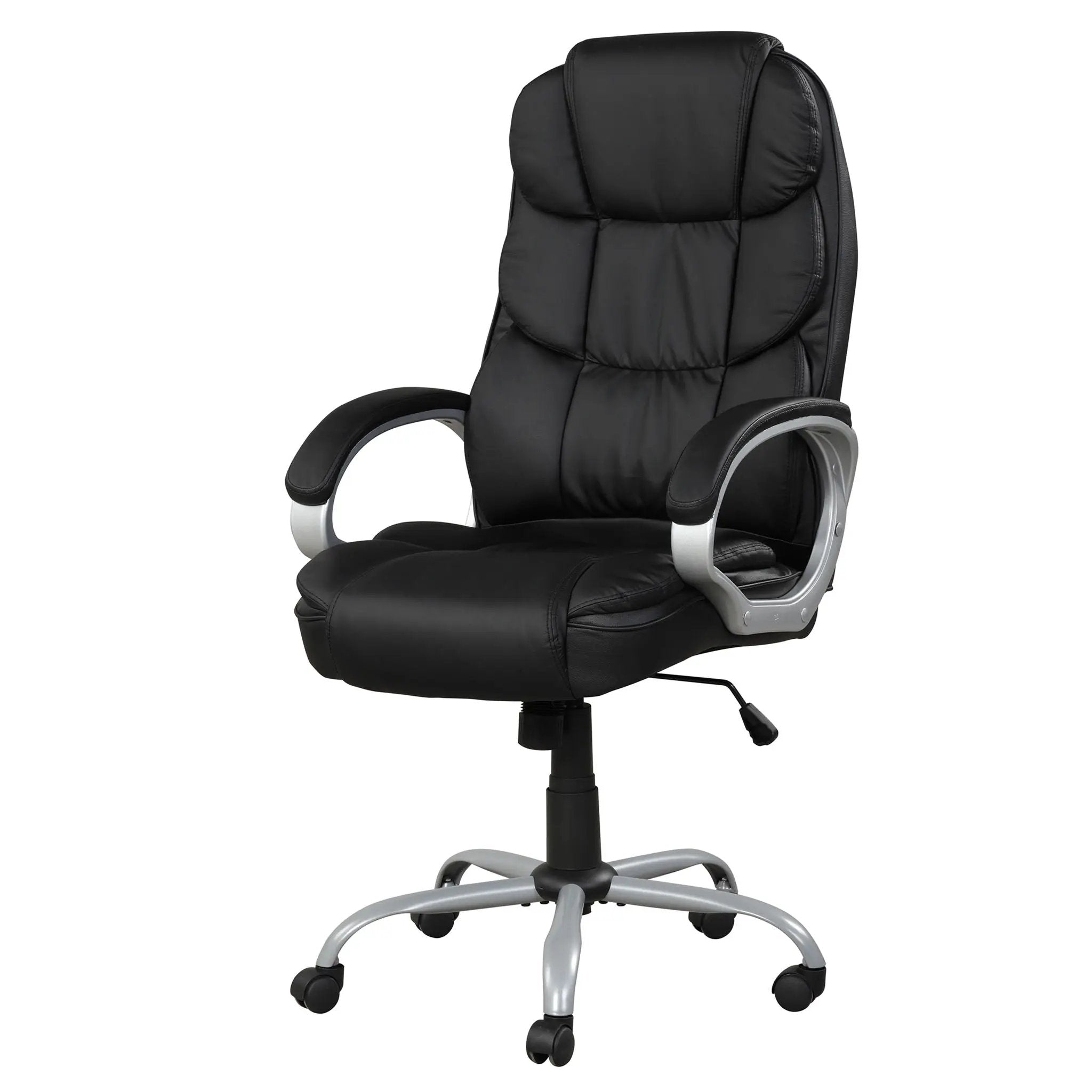 Upholstered Office Chair, Adjustable Height Swivel Chair - Black by HouseOfZazla