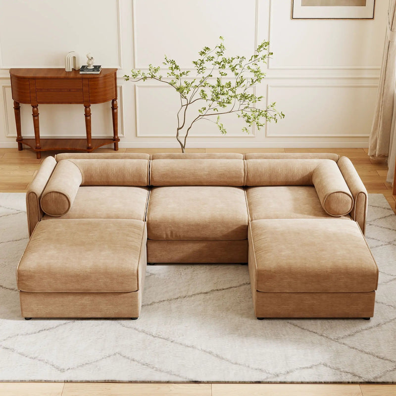 Contemporary Elegant Sofa With Storage And Ottoman by Unique Piece Furniture