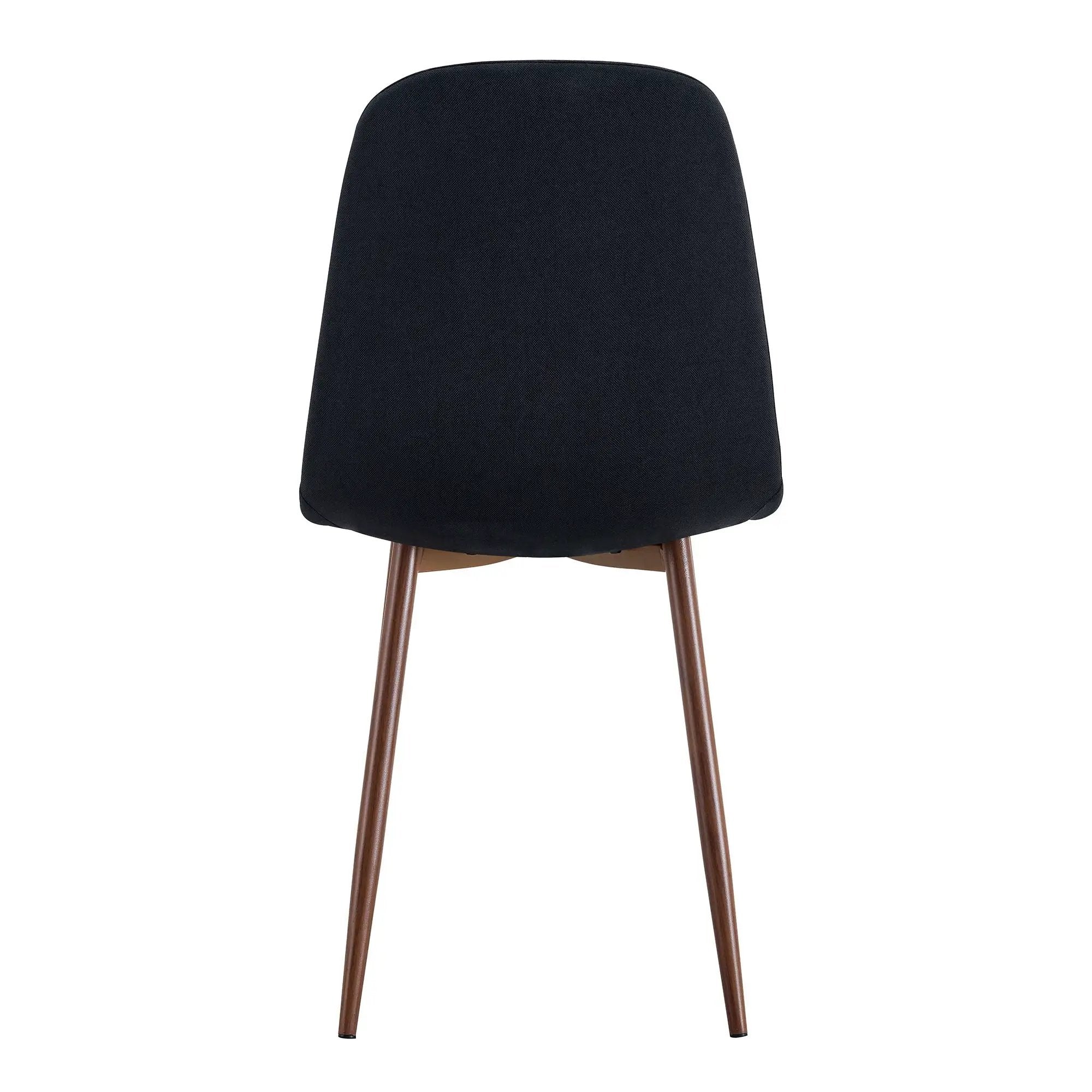 Luxury Simple Chair (Set of 4) Linen Cotton High Resilience Dining Chair With Metal Color Leg - Black / Walnut by HouseOfZazla