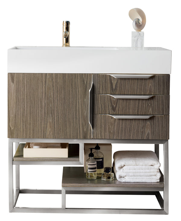 James Martin Columbia 36" Single Vanity Cabinet, Ash Gray