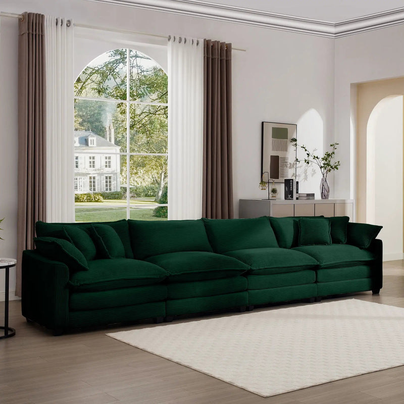 Modern Upholstered 4 Seater Fabric Sofa With Arm And Throw Pillows by Unique Piece Furniture