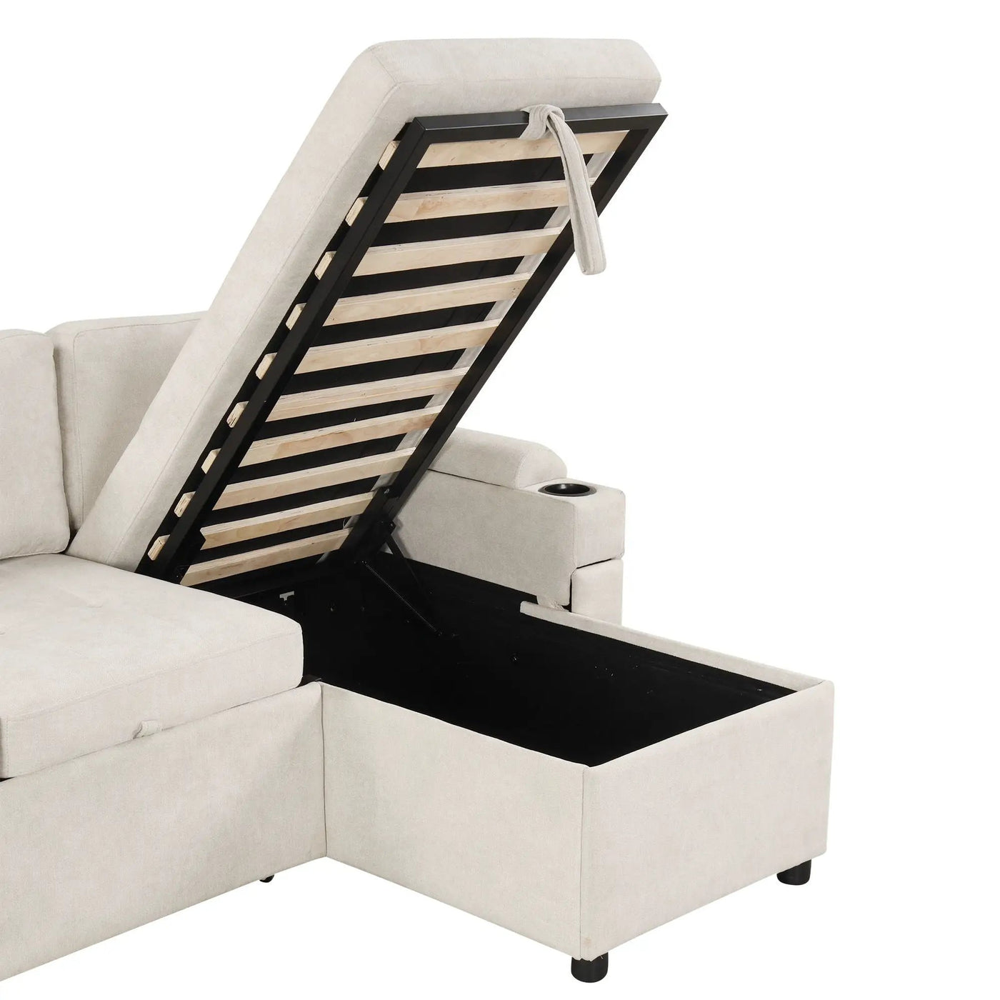 Convertible L Shaped Sofa Couch With Storage, Cup Holders, USB Ports by HouseOfZazla