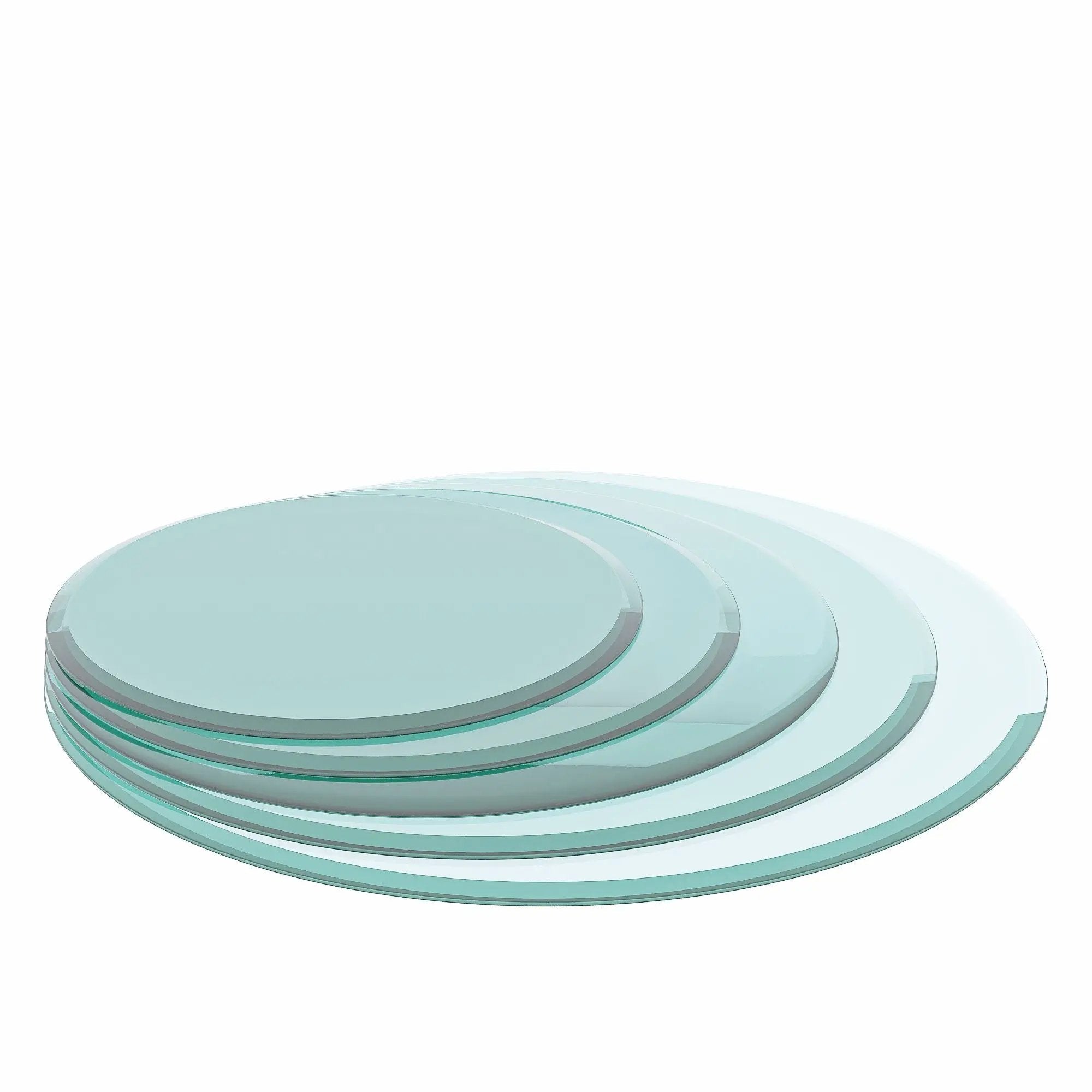 30" Round Tempered Glass Table Top Clear Glass 2 / 5" Thick Beveled Polished Edge - Transparent by HouseOfZazla