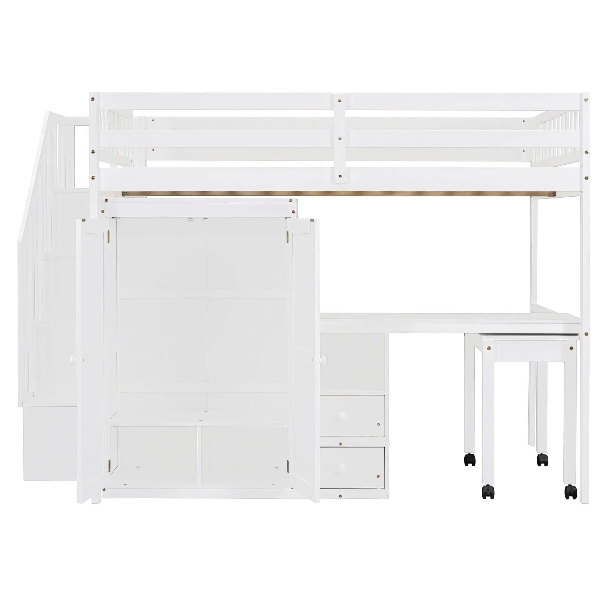 Loft Bed With Stairs, Bookshelf, Drawers, Desk & Wardrobe, Space Saving Multifunctional Furniture by Unique Piece Furniture