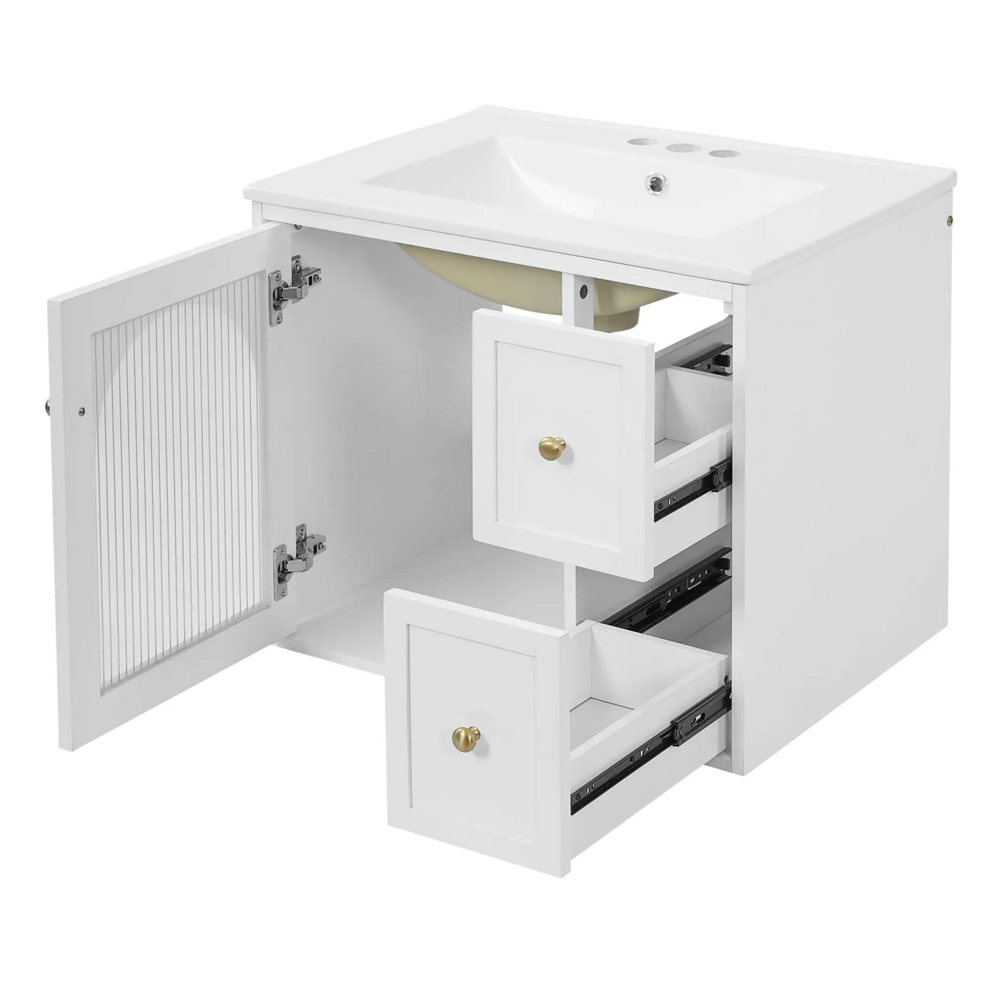 Wall-Mounted Bathroom Vanity Set With Sink, 2 Drawers And Soft-Close Door by HouseOfZazla