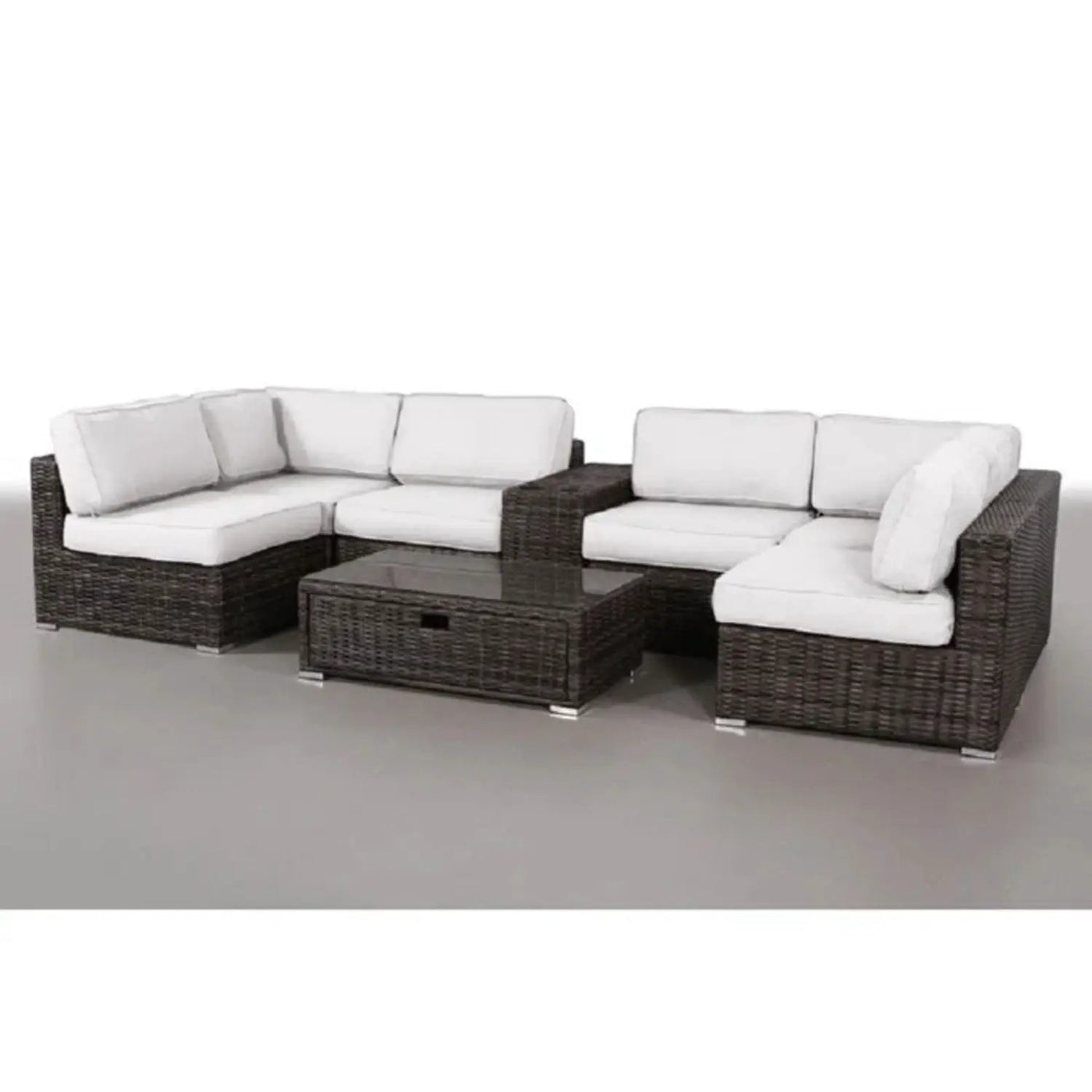 Elegant 4 Person Wicker Patio Seating Set With Cushions And Glass Top Table by Unique Piece Furniture