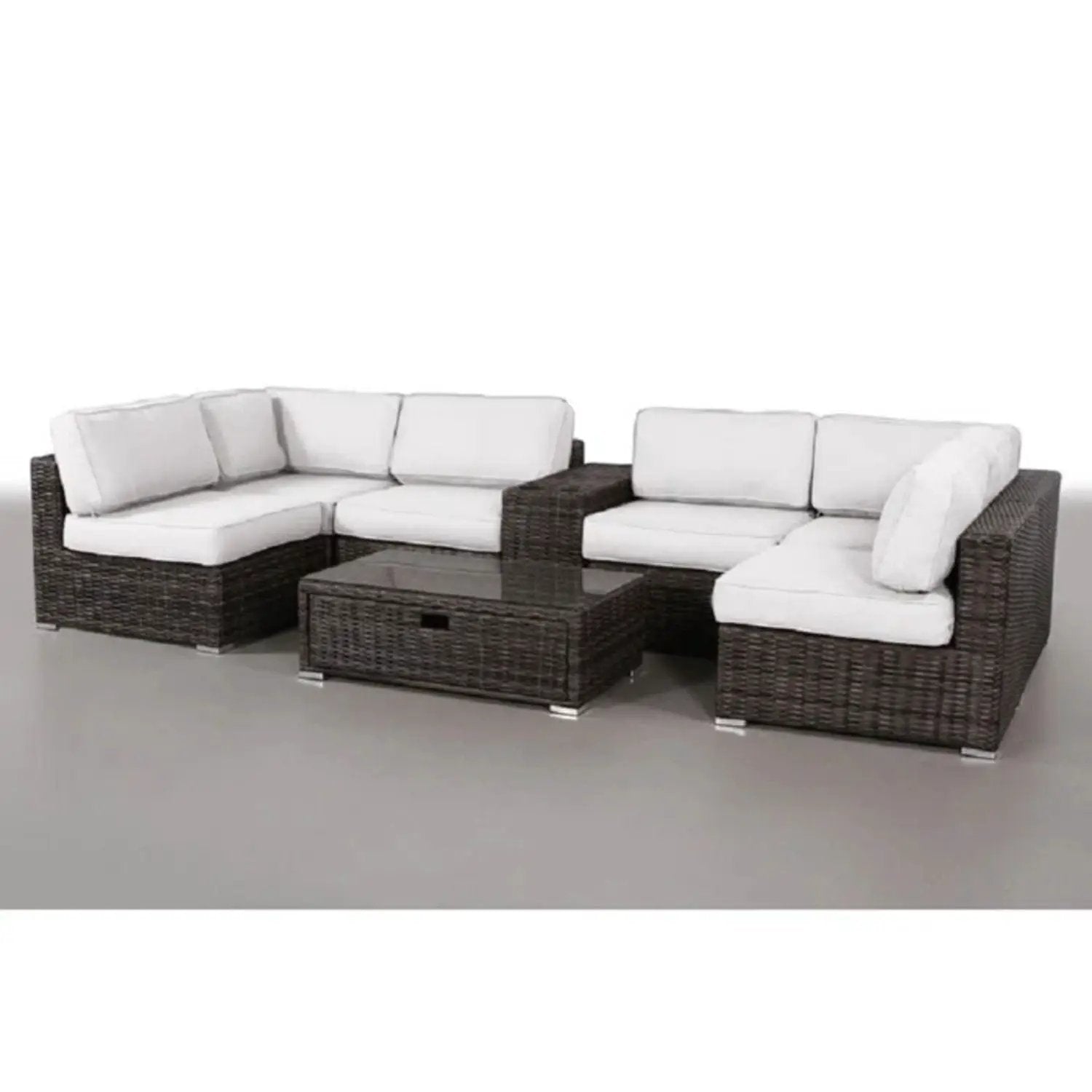 Elegant 4 Person Wicker Patio Seating Set With Cushions And Glass Top Table by HouseOfZazla