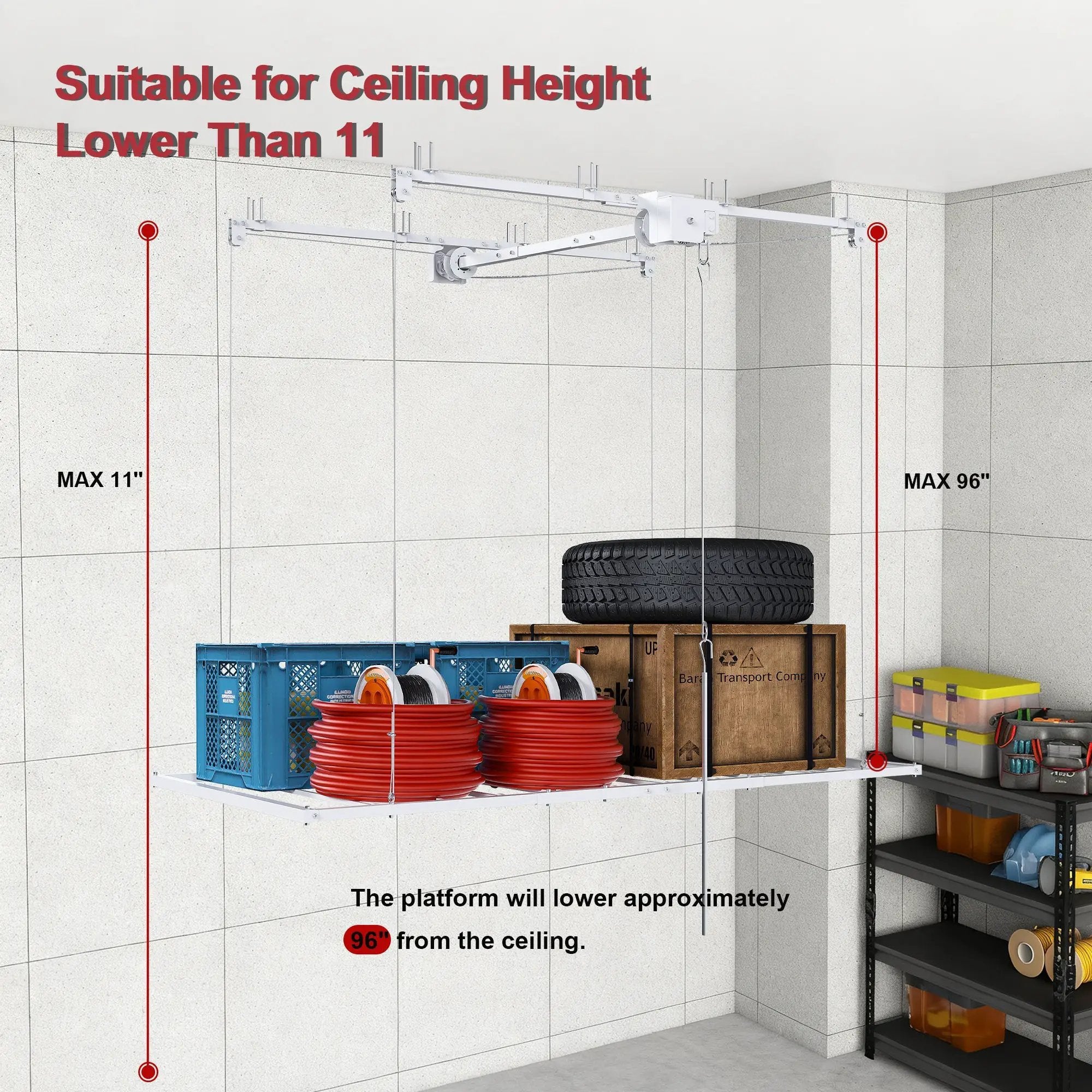 Overhead Garage Storage Rack 3x6 FT for High Ceilings by HouseOfZazla