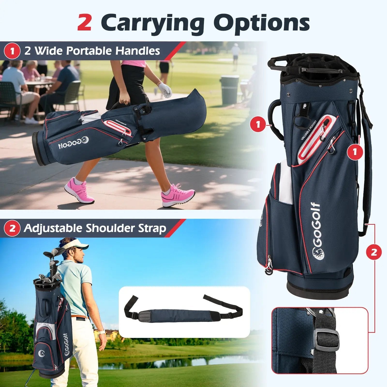 Golf Cart Bag Lightweight Portable Golf Club Organizer Bag by DirectDeals