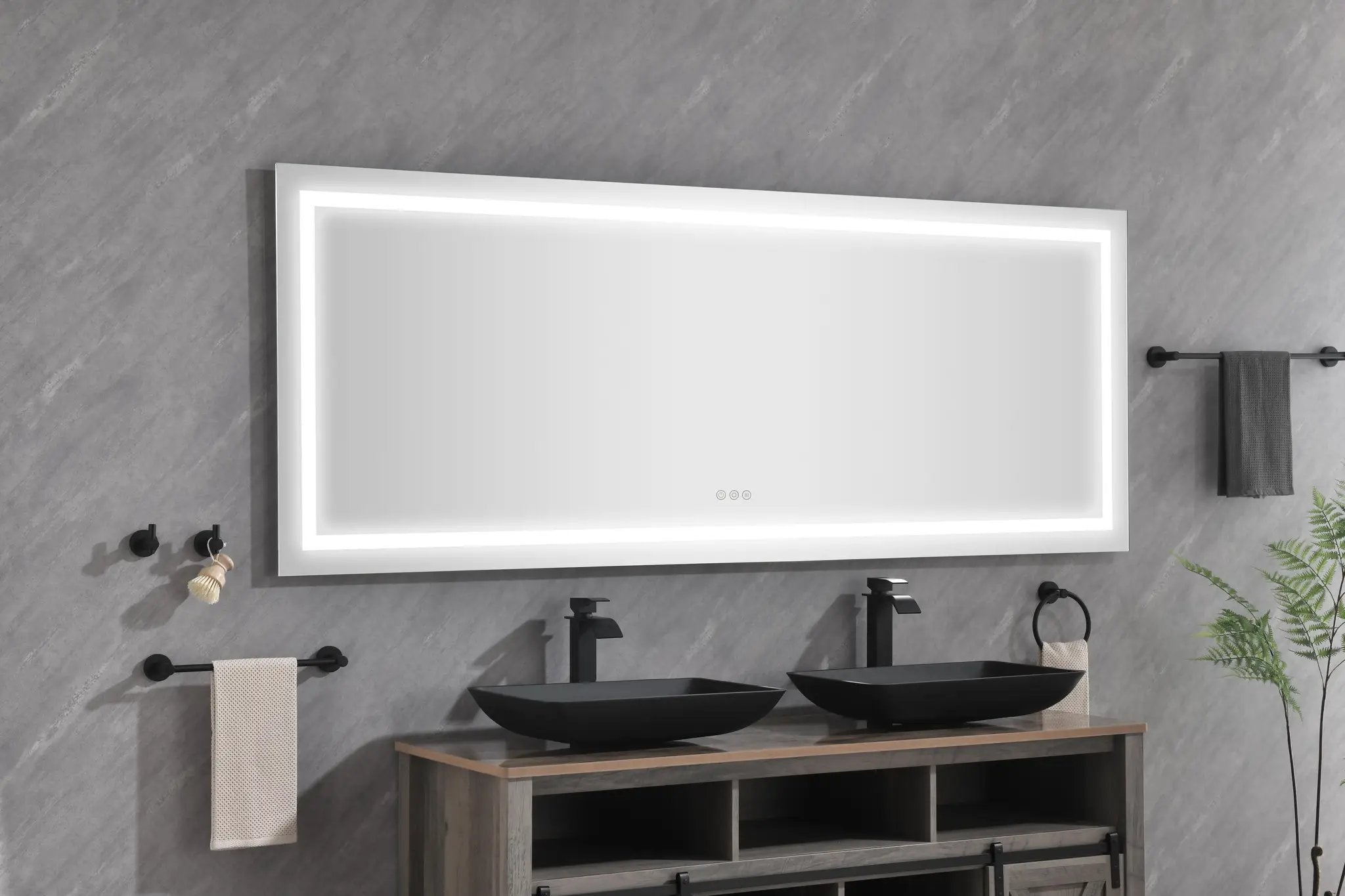 96 x 36 Inch LED Bathroom Mirror with Front and Backlight by HouseOfZazla