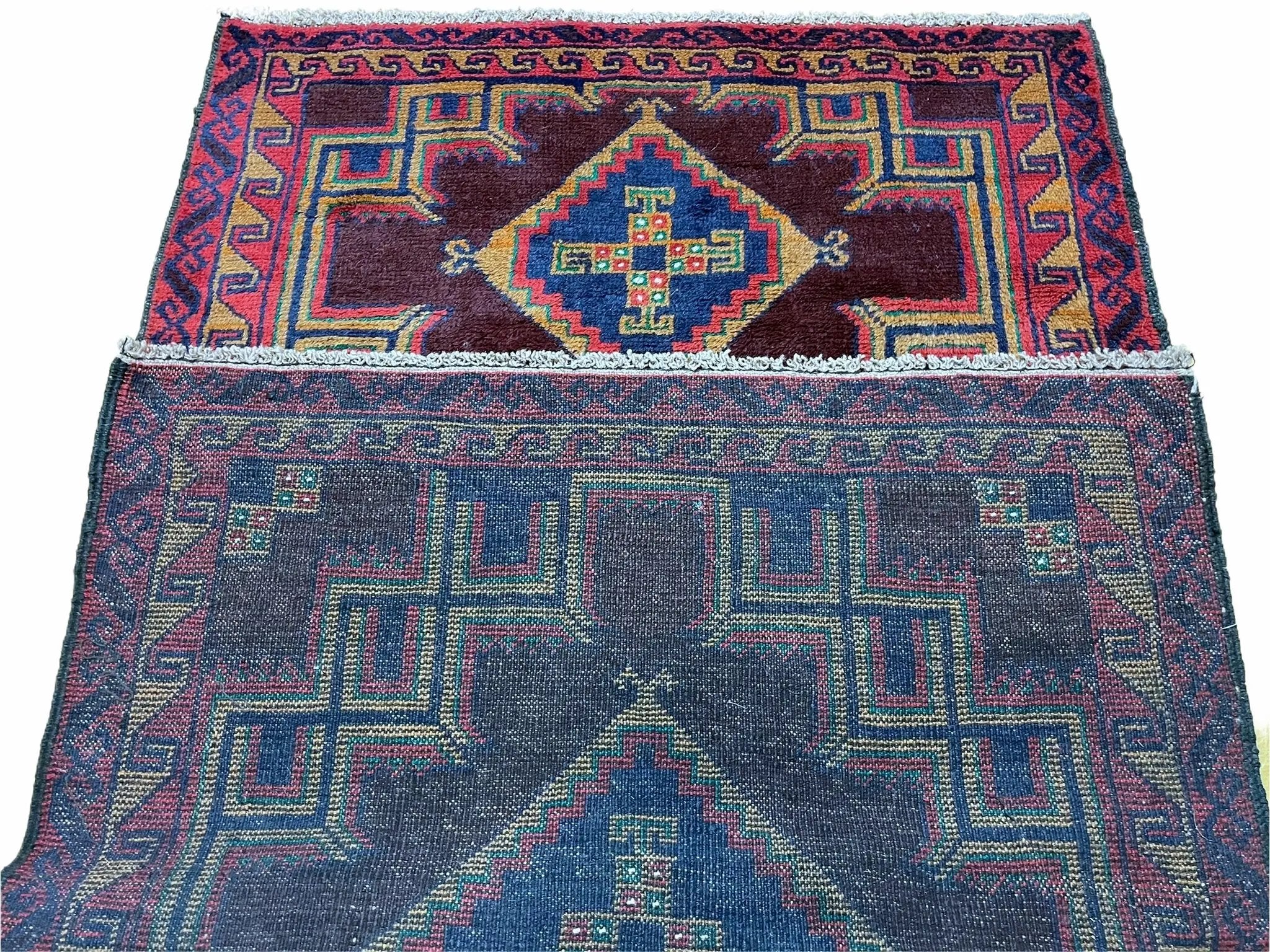 2'11" X 4'6" Vintage Handmade Tribal Wool Rug Balouchi Rug Afghan Rug Geometric by Jewel Rugs