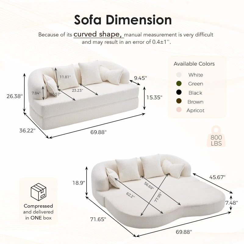 2-in-1 Foldable Sofa Bed with 4 Pillows by HouseOfZazla