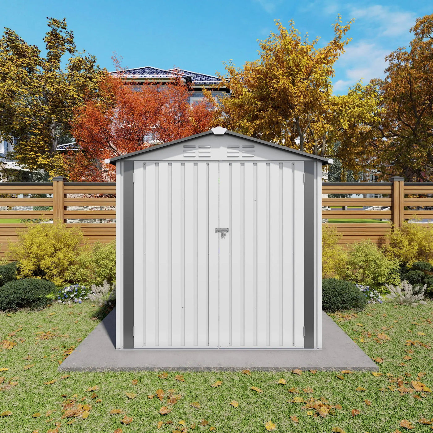 Garden Tool Shed Metal Storage Shed With Peaked Roof Waterproof Lockable Door by HouseOfZazla