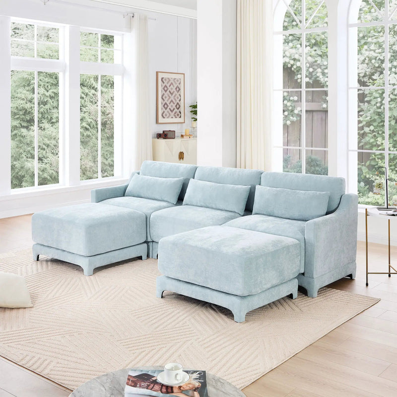 Stylish Sofa With Ottoman And Lumbar Pillows, Ergonomic Design by Unique Piece Furniture